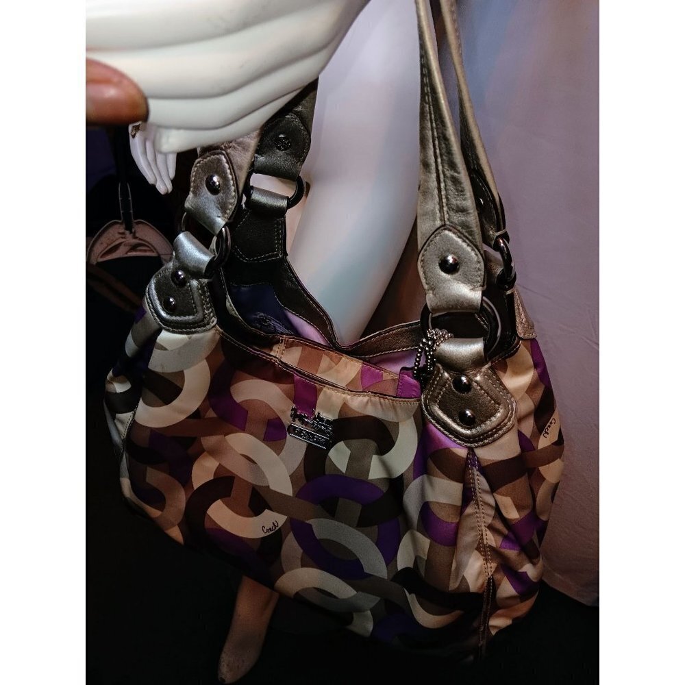 Coach Madison Signature Op Art Maggie Hobo Bag - Picture 8 of 15